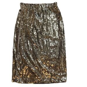 NWT Main Strip Full Sequin Solid‎ Gold Skirt Size Small Sexy Night Out